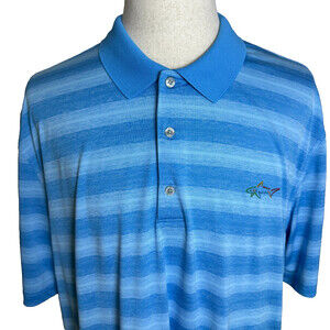 Greg Norman Performance Golf Polo, Sz XXL, Medium & Light Blue Stripes, Play Dry